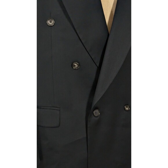 VTG Enrico Canali 44L Blazer Sport Coat Double Breasted Blue Black Designer EUC - Picture 5 of 9